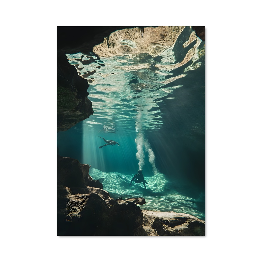 Poster Nager dans les Cenotes – affiche Plongée sous-marine